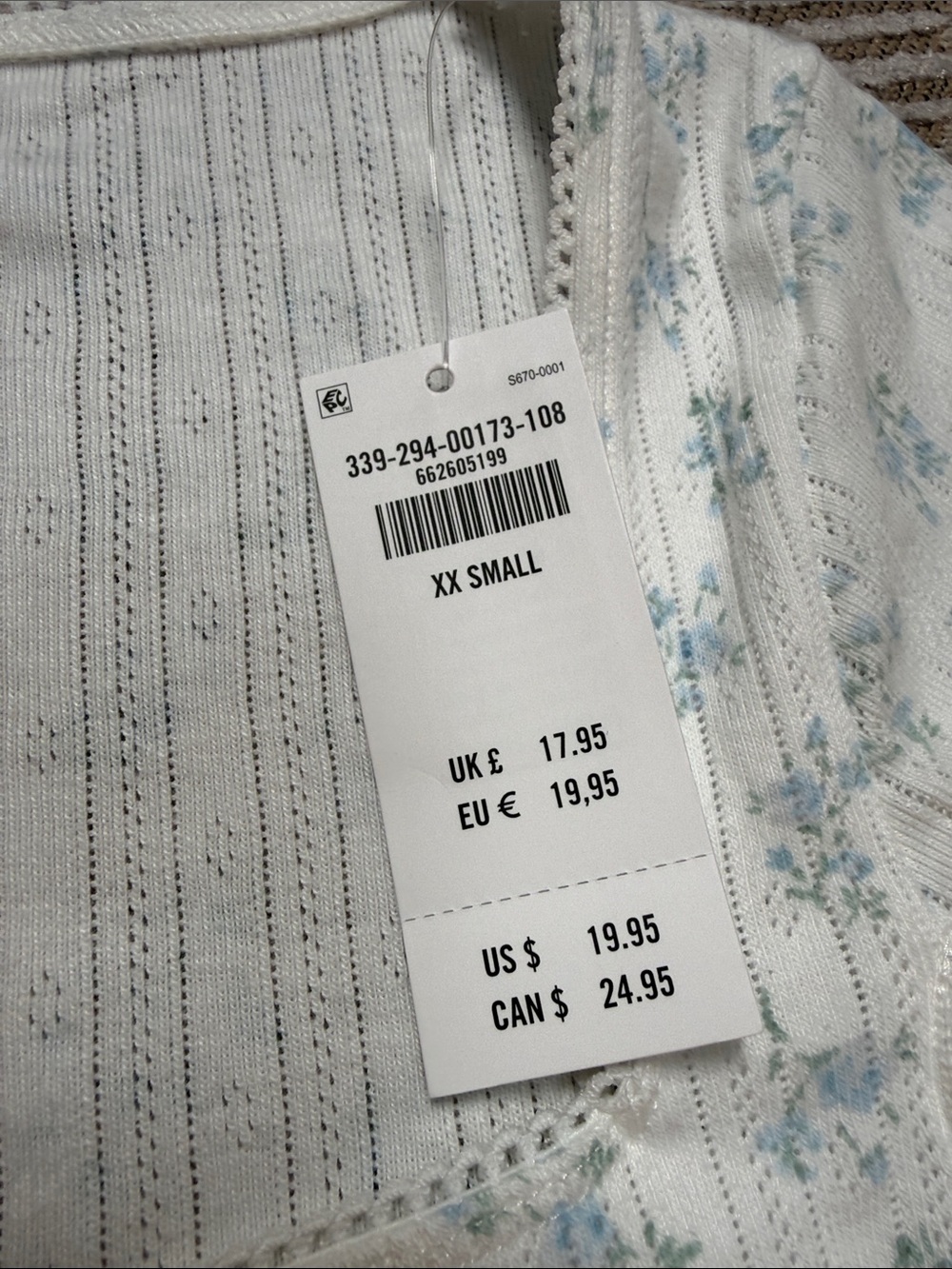 Hollister Cream Ribbed Square-Neck Top with Light Blue Floral Print - Picture 3 of 3